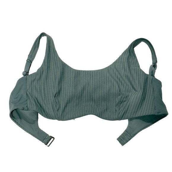 ATHLETA Women's Bikini Top Green Scoop Neck Adjustable Straps Size 40DD - Picture 4 of 10